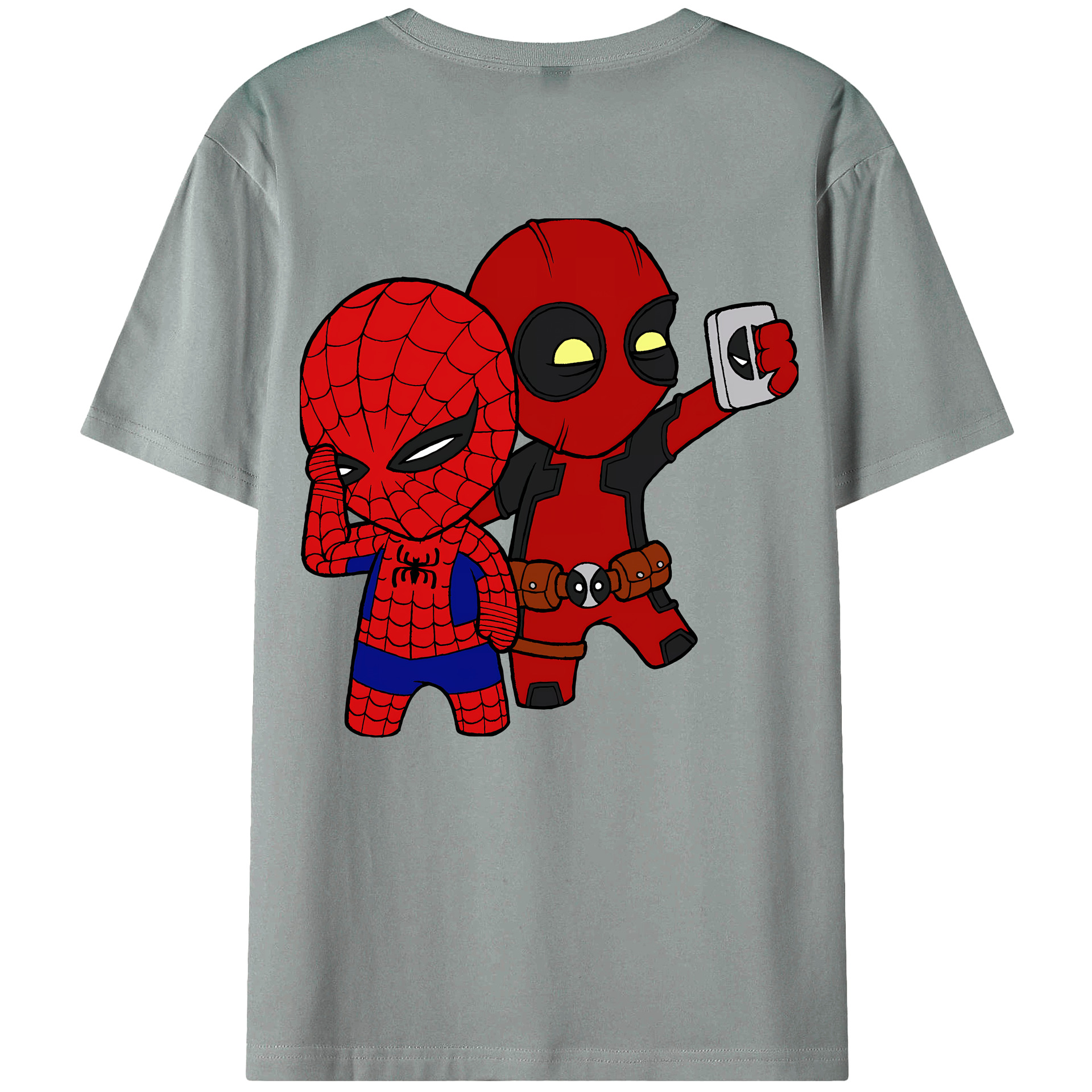 （画像用） Deadpool デッドプール 綿100％ メンズ半袖Tシャツ（バックプリント） 通気性